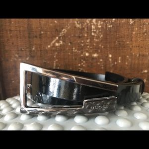 90s Big G patent leather Gucci belt